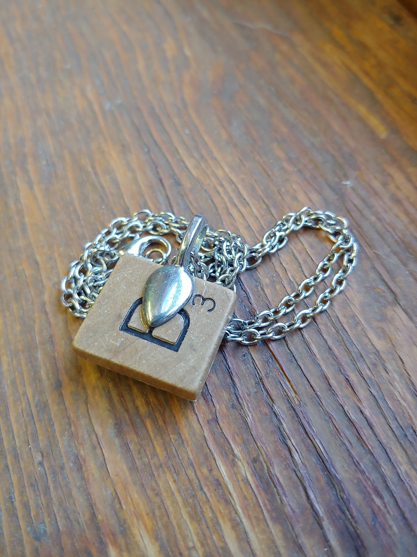 Peacock Scrabble Tile Pendant