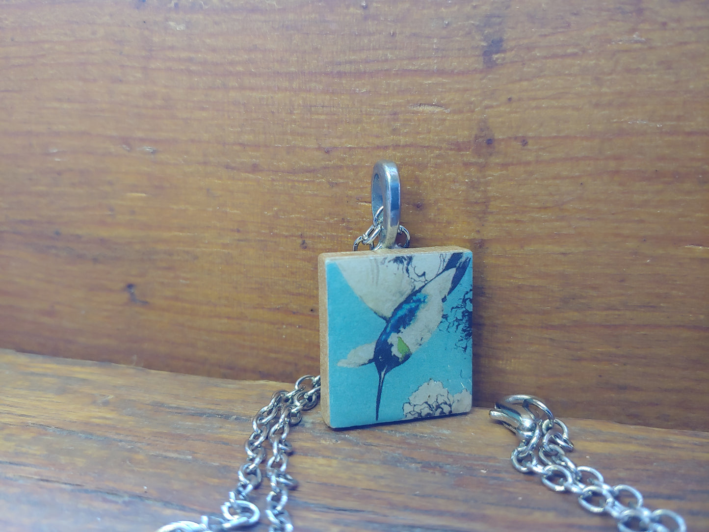 Hummingbird Scrabble Tile Pendant