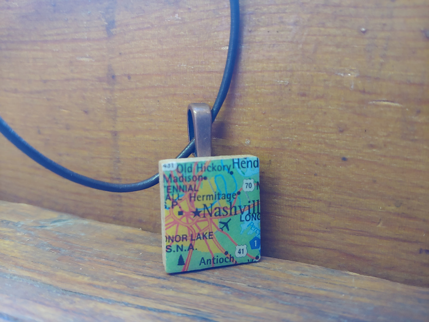 Nashville Map Scrabble Tile Pendant